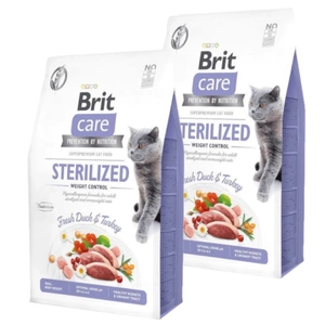 Brit Care Cat Fără cereale Sterilizat Controlul greutății cu rață și curcan 2x7kg