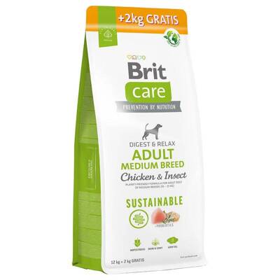 BRIT CARE Dog Sustainable Adult Medium Breed Chicken & Insect  2x14kg - 3% off !!!