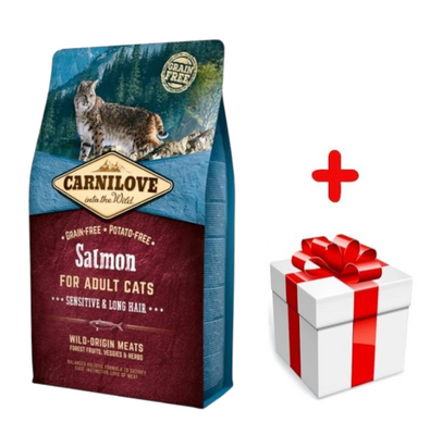 CARNILOVE Pisica CARNILOVE Somon pentru pisici cu păr sensibil și lung 6kg+ o surpriză pentru pisica ta GRATUIT!
