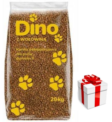 DINO Hrana uscata cu carne de vita pentru caini 20kg+Surpriză Pentru Câine