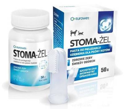 EUROWET Stoma Gel + periuță de dinți câine/ pisică 50g