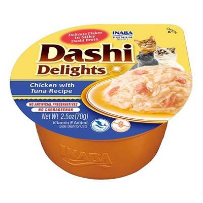 Inaba DASHI hrană complementară pentru pisici - bulion cu aromă de pui și ton 70 g