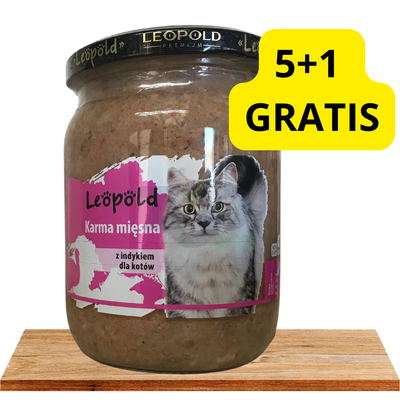 Leopold Hrană cu carne de curcan pentru pisici 6x500g (Borcan)