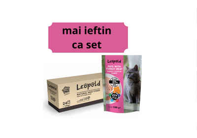 Leopold Paté de carne cu curcan pentru pisici 24x100g