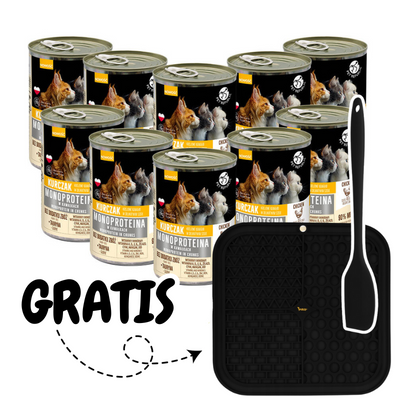 PetRepublic  Hrana de pui monoproteica pentru pisici, bucati in sos 10x400g + Mat pentru a linge GRATIS !!!