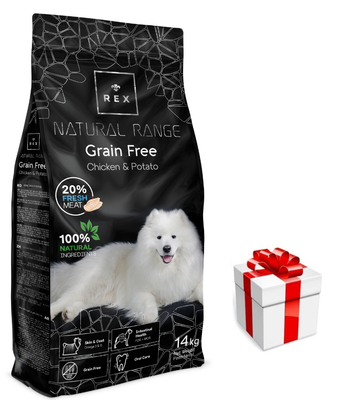 Rex Natural Range Grain Free Chicken & Potato 14kg+Surpriză Pentru Câine