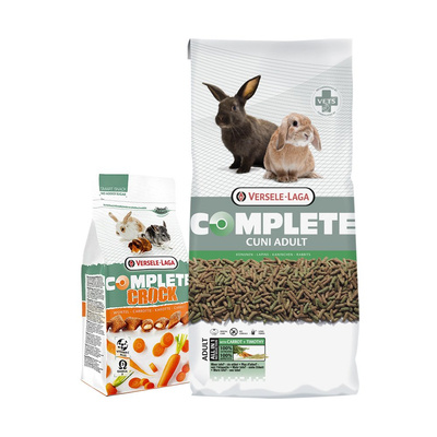 VERSELE-LAGA Cuni Adult Complete 8kg Hrană pentru iepuri + VERSELE LAGA Crock Complete Tratament complet cu morcovi pentru iepuri și rozătoare 50g
